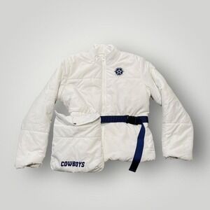 Dallas Cowboys Puffer Jacket Womens Large NFL Belted Belt‎ Bag By Erin Andrews